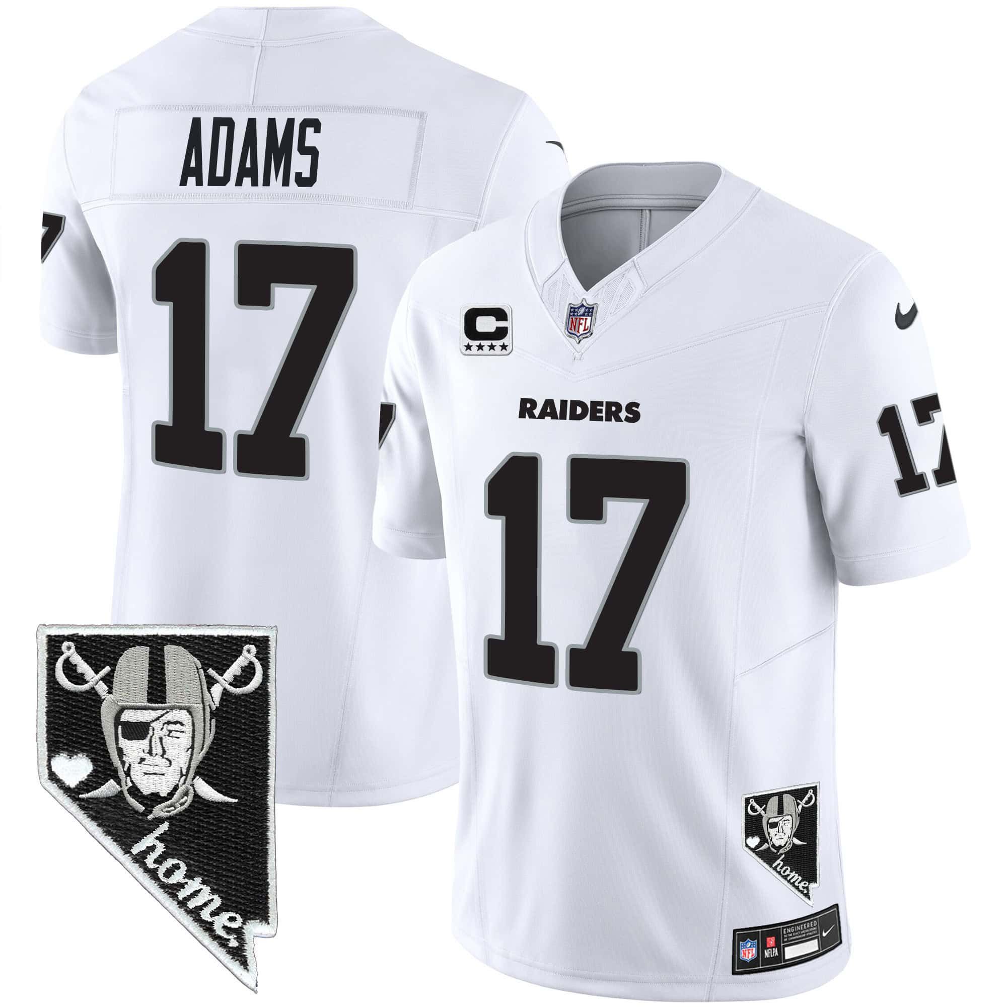 Men Oakland Raiders #17 Adams White 2024 Nike Nevada Home Patch Vapor NFL Jersey